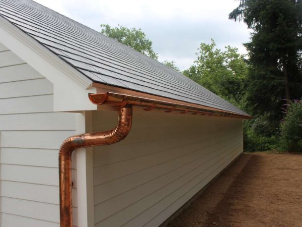 rustic copper gutters for garage