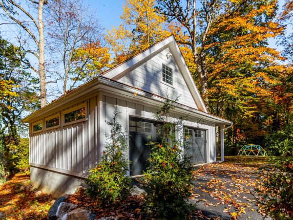 a frame two car garage