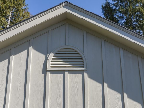 tan metal siding on detached garage