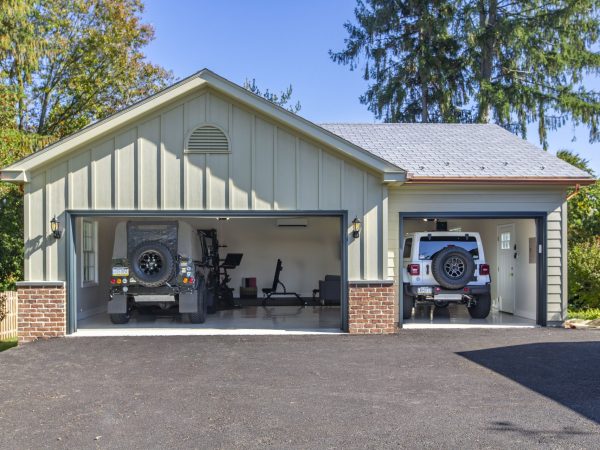 open garage doors on residential detached garage