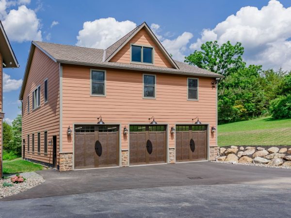 brown three car garage