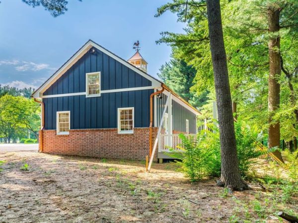 three car garage in woods