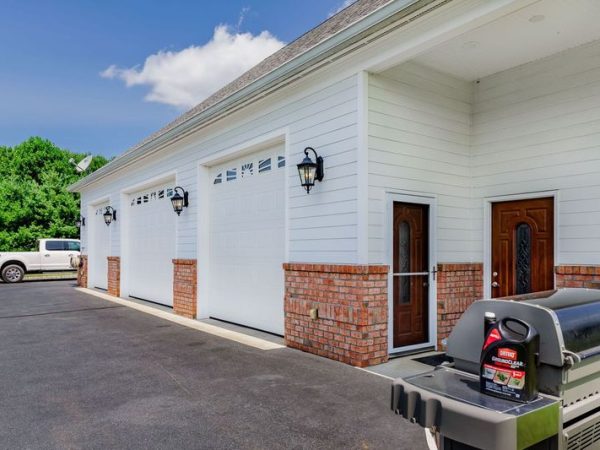 three car garage with grill