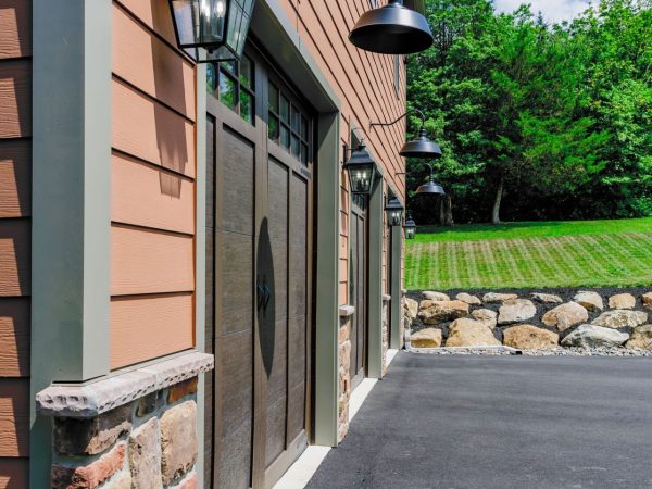up-close garage door view